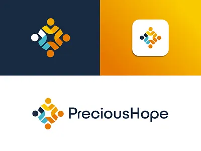 Precious hope Logo concept brand identity branding cause logo collaboration logo common people community logo design graphic design hope logo logo logo design logo icon logofolio logomark minimal minimal logo minimalist logo people precious hope logo yellow blue logo