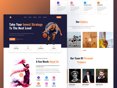 Basketball Sports Landing Page Design achievement basketball betting championship fitness flying gamble helmet hero image jump landing page playground playing responsive spin wheel game sport sport king sportswear t shirt design ui