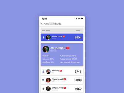 Day 019 - Leaderboard 2d app chess chesspuzzle dailyui dailyui 019 dailyui019 leaderboard mobile ranking ui