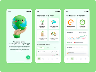 Ecological Challenge - ecological progress app concept 3d charts ecological app ecology environment idea product progress tracking task tracking ui ux