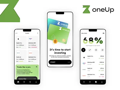 oneUp finance- UI for fintech app concept design design figma ui uidesign uiux