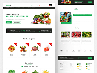 (Organica) Green Vegetable Selling Website Design best clean dark design designer e commerce green grocery hire interface minimal modern nice ui user interface ux vegetable