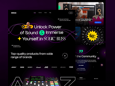 Audiozone - A to Z Audio Store Landing Page app design audio branding brutalism dark gradient dark mode figma framer gradient gradient design homepage landing page lettering purple ui uiuxdesign web 3.0 web design web3 website