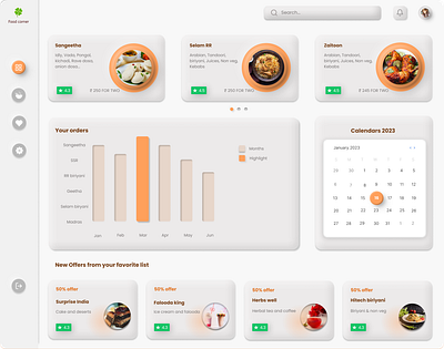 Neu morphism - Food Delivery Dashboard dashboard design food dashboard food delivery ui
