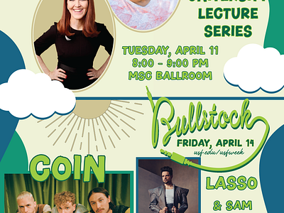 USF University Lecture Series and Bullstock Concert Flyer design graphic design