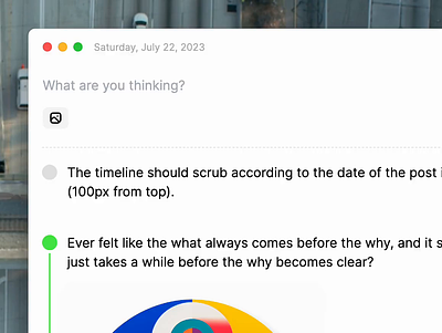 Pile: Scrubbable timeline app design desktop journal scrub timeline ui