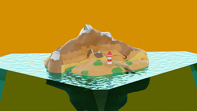 Low Poly Island Render 3d