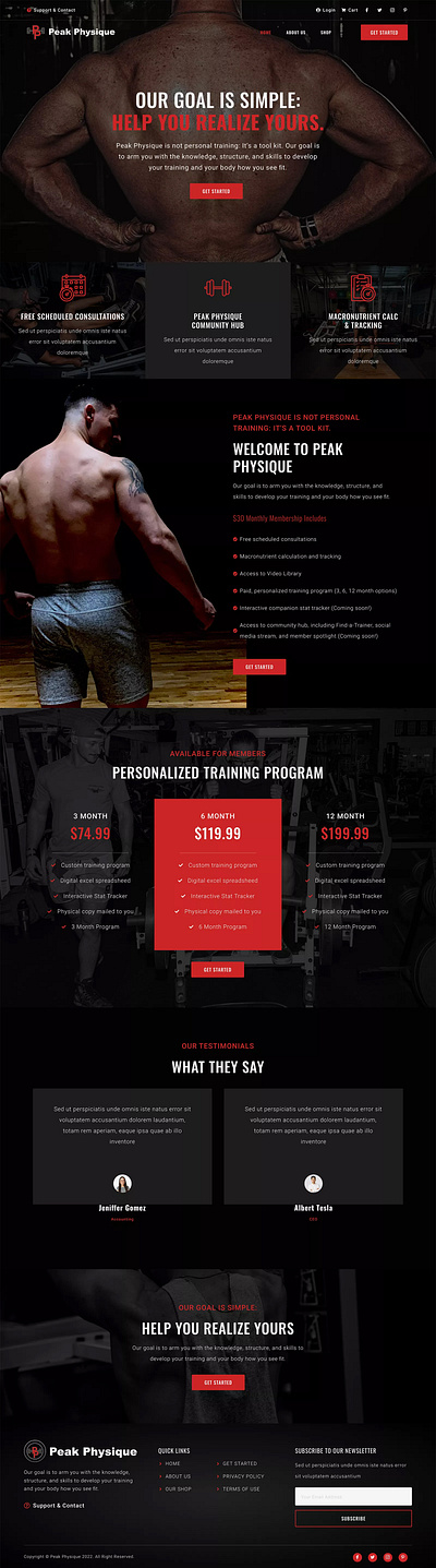 Website Design for Peak Physique web design website design website development