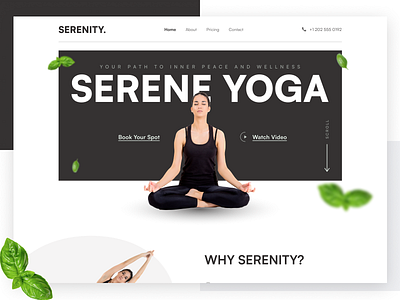 Serenity Yoga Studio Landing Page landing page membership minimal landing page ui uiux user interface ux design website yoga yoga landing page yoga studio