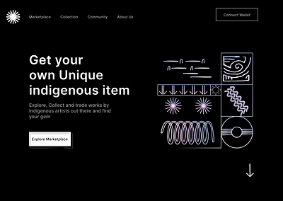Indigenous NFT brand landing page branding typography ui ux
