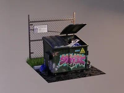 #167 Dumpsty Miniature / Blender 3D, Low Poly Asset Design 3d blender dumpsty game graffity illustration low poly model street trash unity