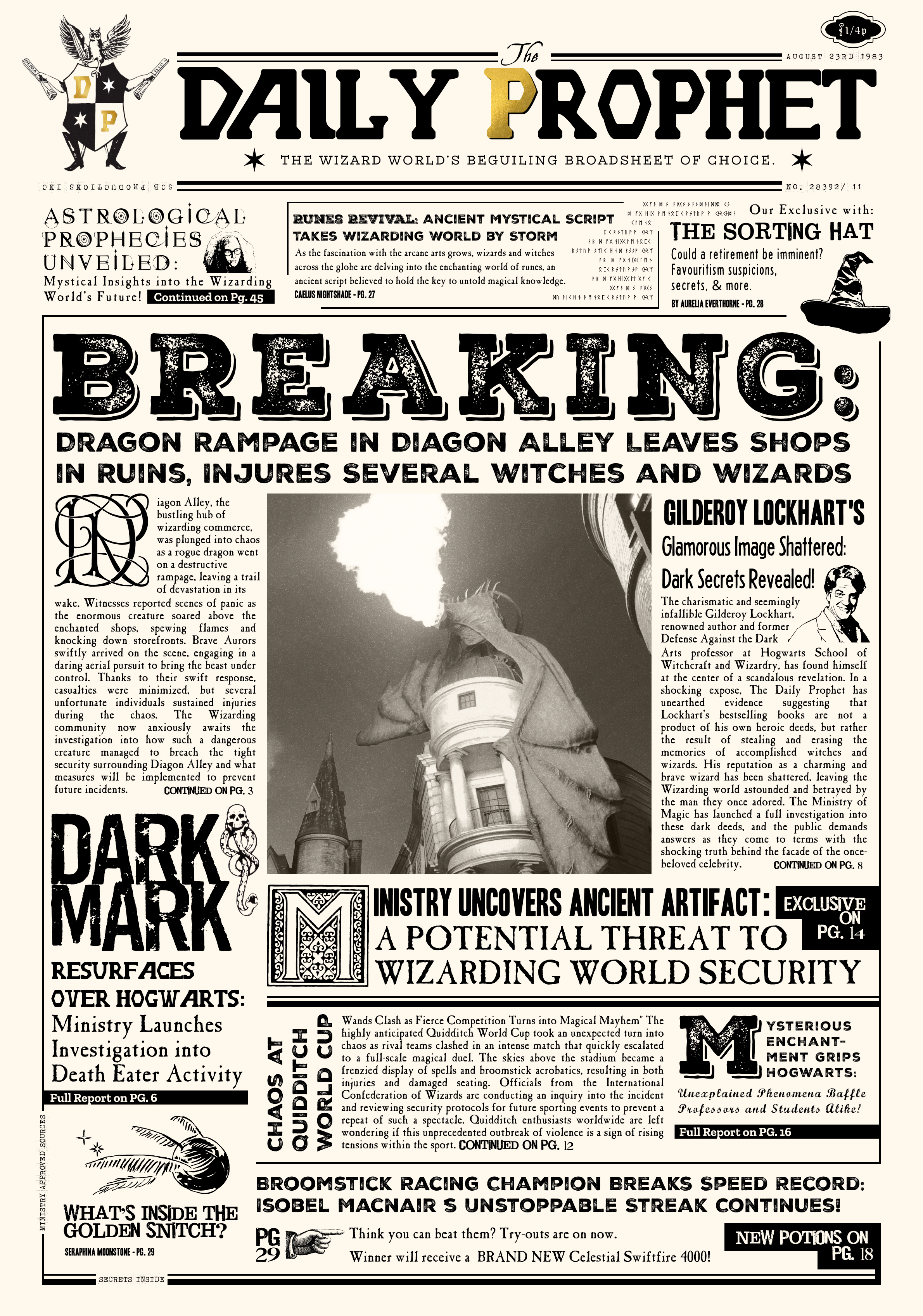 Daily Prophet Cover cover dailyprophet fantasy figma graphic design harrypotter newspaper potter typography