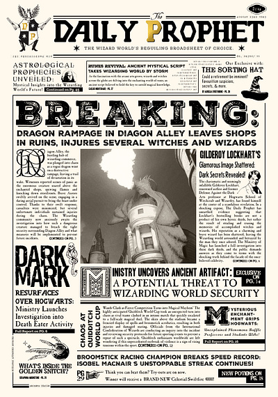 Daily Prophet Cover cover dailyprophet fantasy figma graphic design harrypotter newspaper potter typography