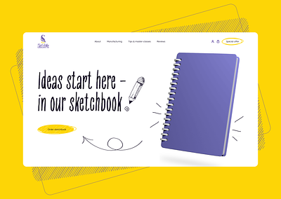 Landing page for sketchbook design flat illustration landing page logo typography ui ux vector web web design website