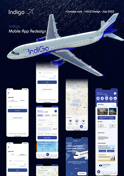 IndiGo Airlines Mobile App Redesign app branding design graphic design illustration logo typography ui ux vector