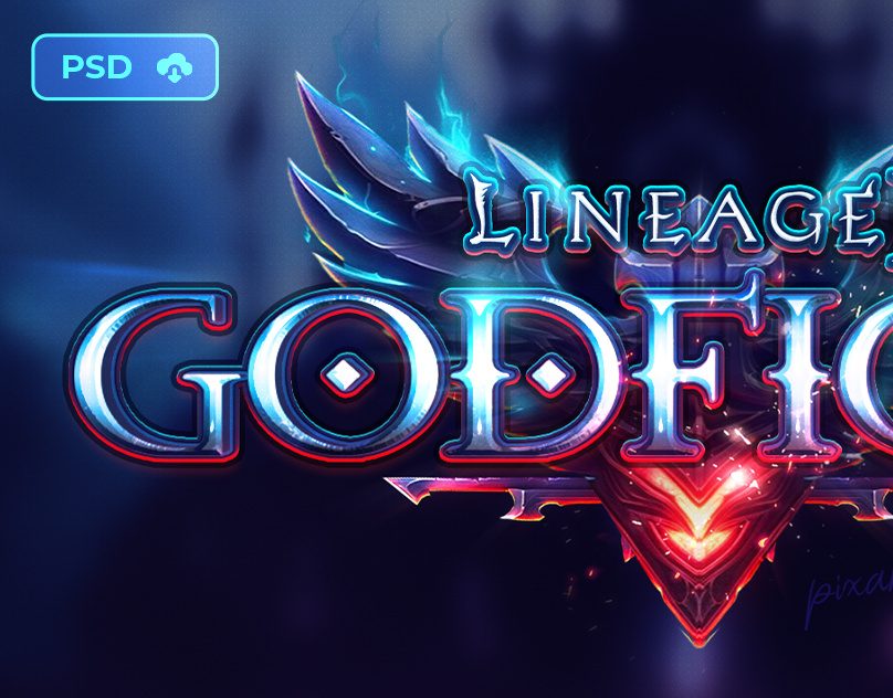 [DOWNLOAD PSD] L2 Fantasy Game Logo Template - GodFight fantasy game logo l2 lineage2 logo template logo text effect metin2 mmorpg