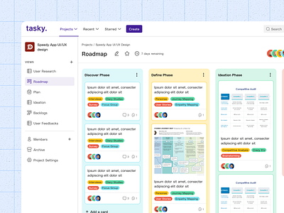 Tasky - A project management SaaS Tool UI/UX design adobe xd dashboard dashboard design figma project management tool design saas saas dashboard saas tool saas ui saas ux task management tool ui ui design ux design web design