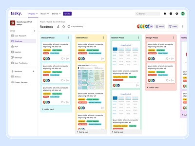 Tasky - A project management SaaS Tool UI/UX design adobe xd dashboard dashboard design figma project management tool design saas saas dashboard saas tool saas ui saas ux task management tool ui ui design ux design web design