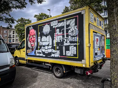 RUIS, DE BRENGER VAN RUST abstract acrylic black and white design fun graffiti graffitiart illustration modern art mural painting riq rotterdam simian switch spraypaint street art streetart the netherlands urban wallpainting