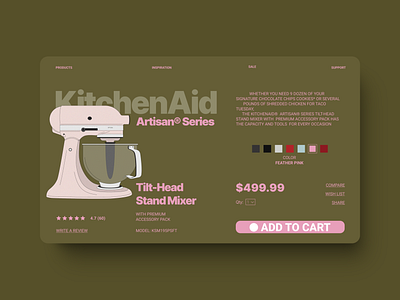 Kitchen Aid product page redesign design illustration landing page mixer illustration product illustration product page typography ui vector