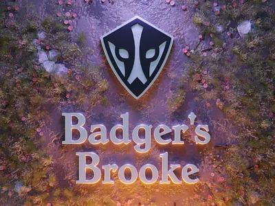 Badger's Brooke 3D Identity Concept 3d blender brand branding cycles dd design environment fantasy graphic design identity illustration logo render