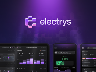 Electrys | EV charging app analysis battery behance branding cars charging chart dashboard ev flow glow graph lights logo map navigate neon saas statistics trip