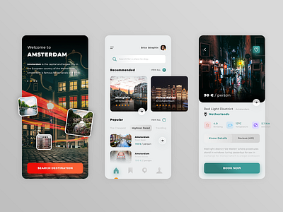 Amsterdam Hotels App app application book hotel brand branding creativemarket download graphic design hostels illustrator ai ios android mobile smartphone photoshop psd pixel perfect popular hotel print designer red light district seraphinbrice typo typography ui ux designer vector shapes