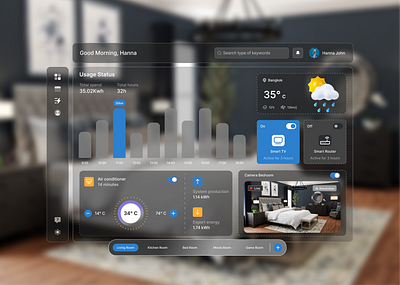 Smart Home Dashboard apple vision pro design ui