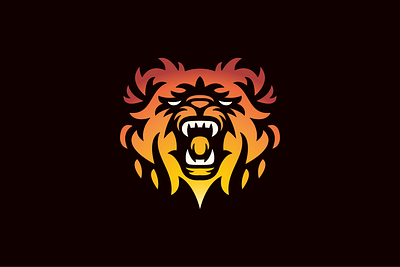 Mad Bear Logo anger angry animal bear branding brown burn burning design exclusive face fire flame grizzly illustration logo mad red vector wild