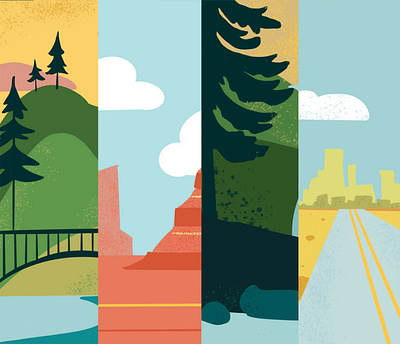 Detour Illustrated Landscapes app design graphic design illustration ui