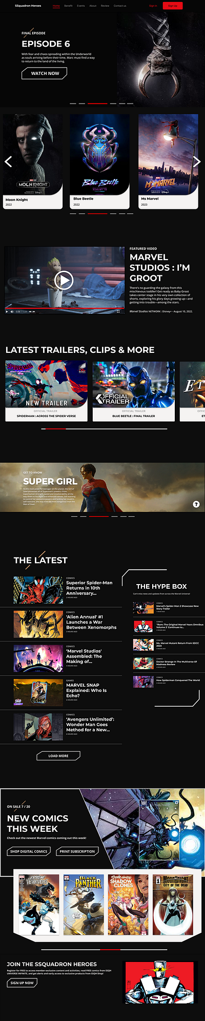 Super Heroes Website app branding design graphic design illustration typography ui ux