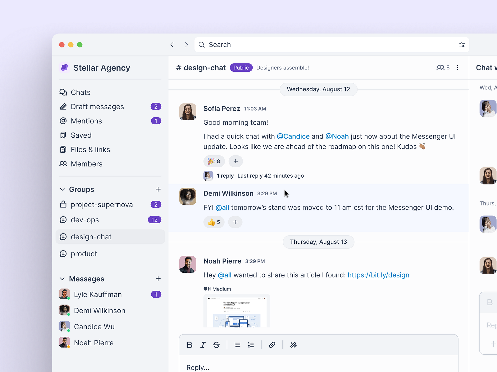 Desktop Messenger UI by Rebecca Henry on Dribbble