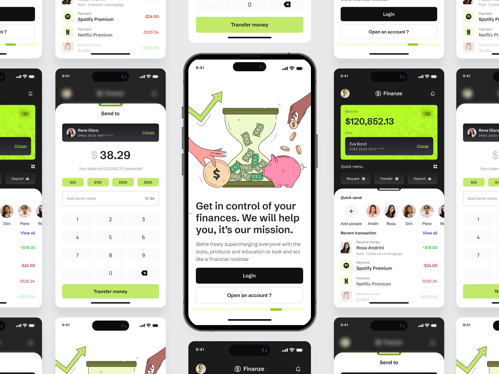 Finanze - Finance Mobile App 💸 app bank card banking clean coin credit card design e wallet finance finance app financial fintech minimal mobile money money transfer payment savings transaction ui
