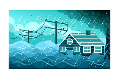 Flood Disaster Illustration rainwater