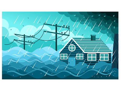Flood Disaster Illustration rainwater