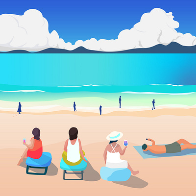 Summer vacation art beach design graphic design illustration landscape logo sea summer vector web イラスト