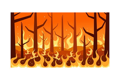 Forest Fire Disaster Illustration jungle