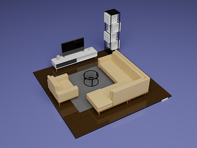 3D Isometric - Living Room 3d 3d animation 3d illustration 3d interior 3d modeling 3d visual animation art blender isometric low poly motion graphics render room