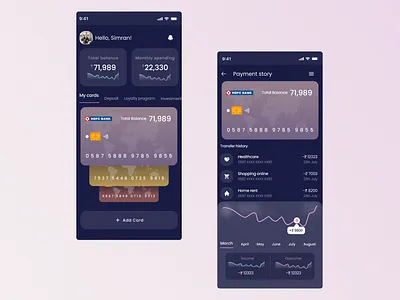 Credit card management UI branding design figma flat ui user experience user interface ux
