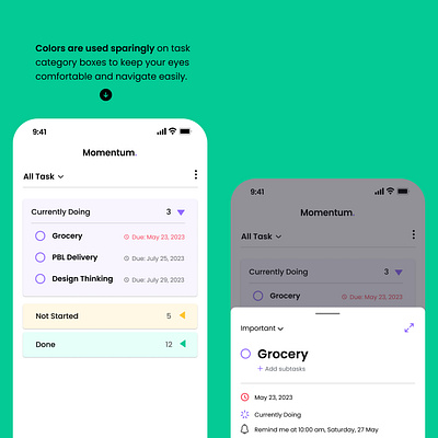 Momentum | Task management | UX/UI animation app app design branding design figma graphic design logo motion graphics typography ui user interface ux ux design ux research vector