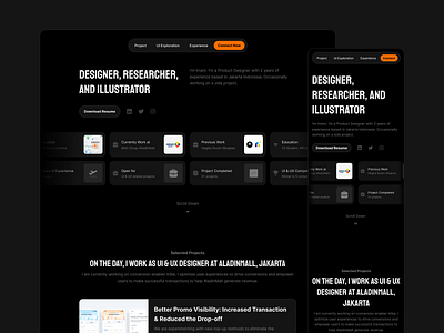 Web Portfolio for Product Tech Designer app branding darkmode landing page layout mobile portfolio ui uidesign uiux ux web web design web portfolio