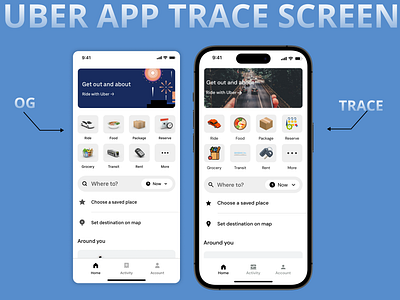 UBER IOS APP TRACE SCREEN branding design inspiration ios mobile app recreate screen trace uber ui