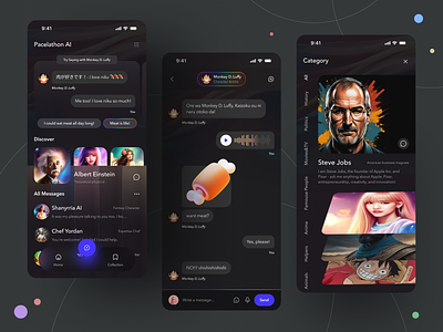 Conversation AI Mobile App Design ai artificial intelligence assistant bot character chat chatbot chatgpt clean conversation design famous figma gpt message prompt siri talk ui ux