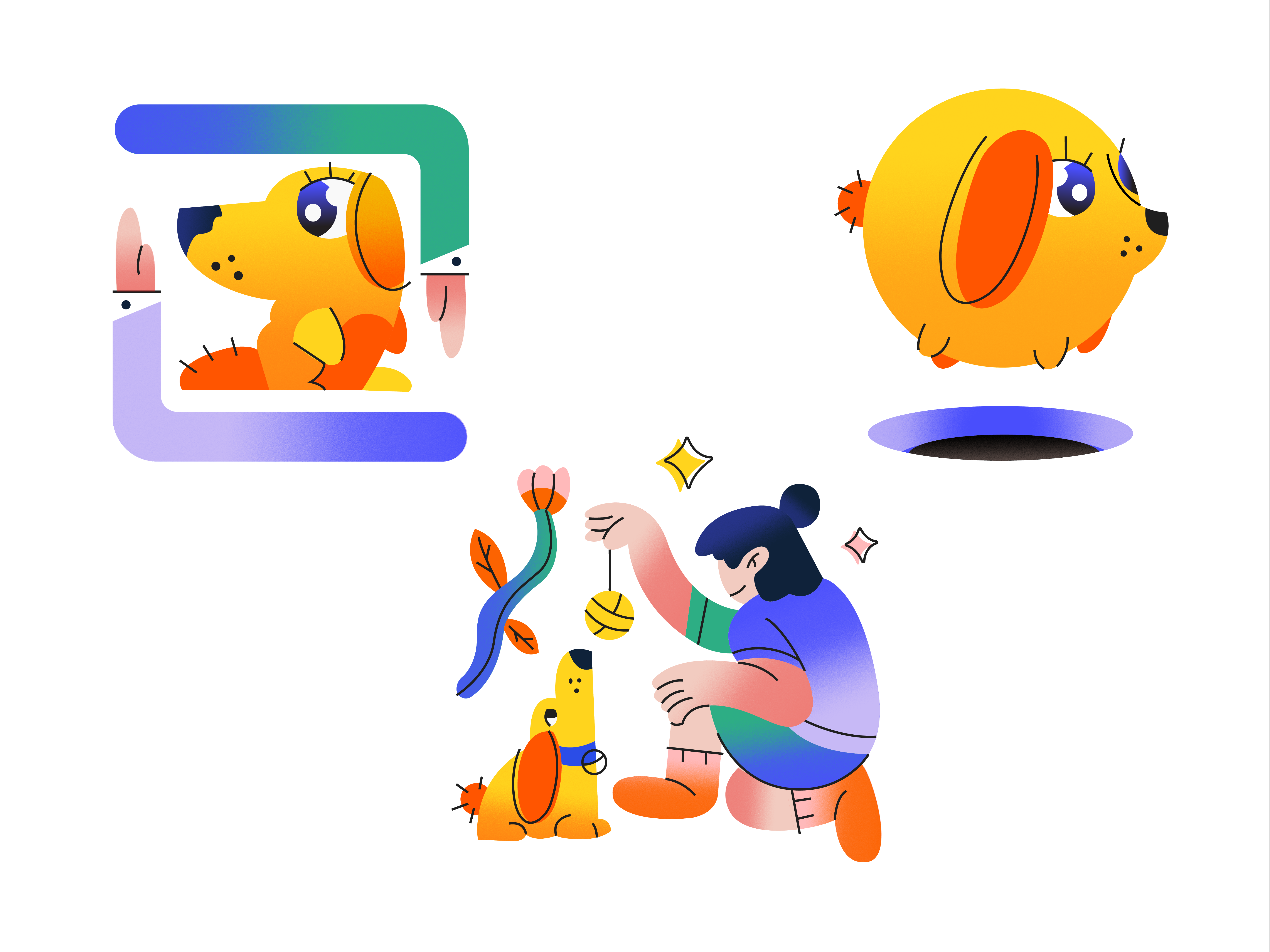 Virtual Vet App Illustration 3d adoption animalcare app design cat discover dogs illustration line art pet adoption pet app pet care pet shop petazy pethealth popular illustration vet vet food veterinary