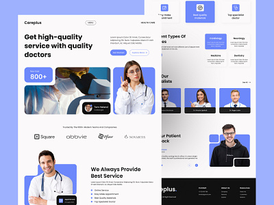 Careplus - Healthcare Landing Page Website clinic doctor healthcare hospital landing page medical medical care medical website medicine telemedicine ui ux web design webpage website