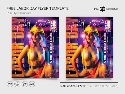 Free Labor Day Flyer day event events flyer flyers free freebie labor laborday photoshop print printed psd purple sexy template templates woman yellow