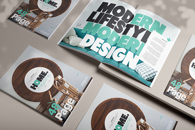 Home Magazine Template branding business custom decor graphic design home indesign living print template