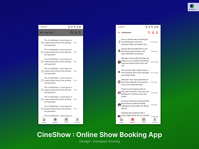 Cineshow : Online Movie Ticket Booking App Notification UI Scree graphic design ui