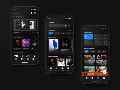 Music Streaming Application Dark Mode application application design dark mode dark mode design design mobile design music music application responsive design ui