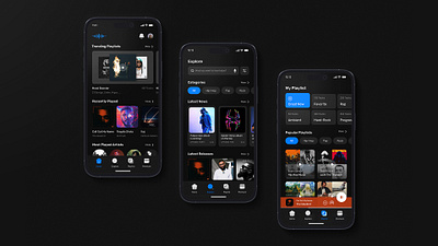 Music Streaming Application Dark Mode application application design dark mode dark mode design design mobile design music music application responsive design ui